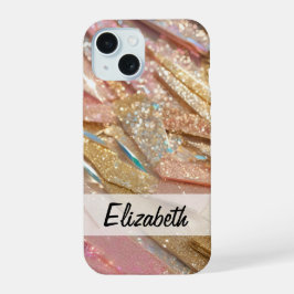 Pastell Pink Blue Gold Glitzer iPhone 15 Hülle