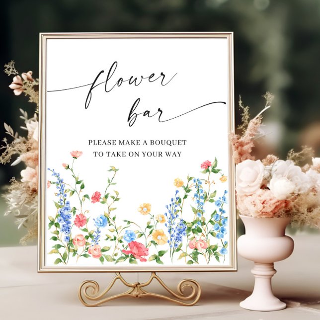 Pastell Pink Bohemische Wildblumen Blume Bar Poster (Von Creator hochgeladen)