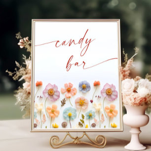 Pastell Pink Bohemische Wildblumen Bonbons Bar Poster