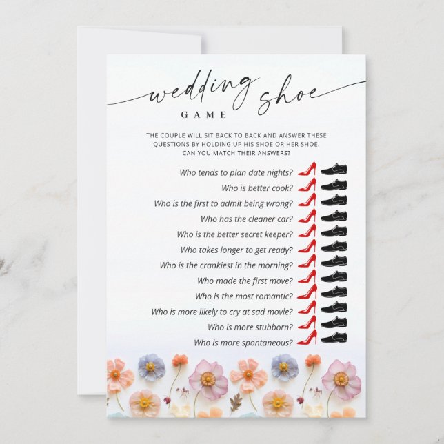 Pastell Pink Boho Wildblumen Bridal Game Card Einladung (Vorderseite)