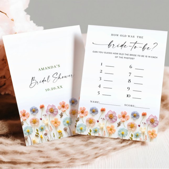 Pastell Pink Boho Wildblumen Bridal Game Card Einladung (Von Creator hochgeladen)