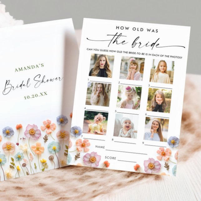 Pastell Pink Boho Wildblumen Bridal Game Card Einladung (Von Creator hochgeladen)