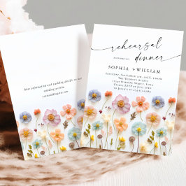 Pastell Pink Boho Wildblumen Probe Abendessen Einladung