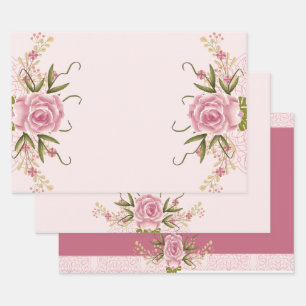 Pastell Pink Double Joint Twin Geburtstag Geschenkpapier Set