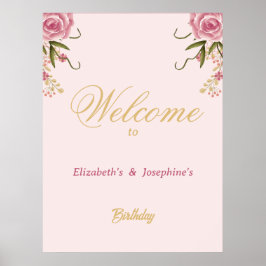 Pastell Pink Double Joint Twin Geburtstag Poster