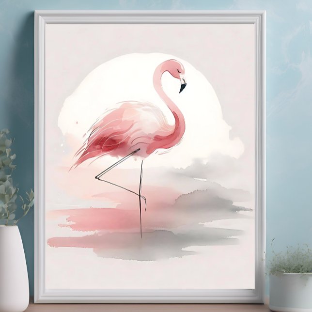 Pastell Pink Flamingo Minimalistische tropische Ku Poster (Von Creator hochgeladen)