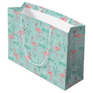 Pastell Pink Flamingos Muster Große Geschenktüte