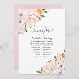 Pastell Pink Floral Baby oder Brautparty per Post Einladung