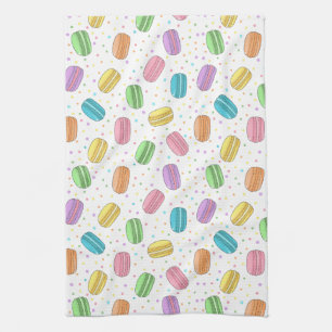 Pastell-Pink-Gelb-Grün-Blau-Französische Macarons Geschirrtuch