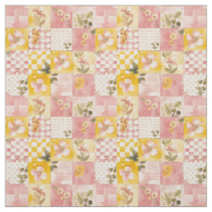 Pastell-Pink-Gelbe Patchwork-Vintage-Decke Stoff