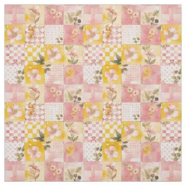 Pastell-Pink-Gelbe Patchwork-Vintage-Decke Stoff (Muster)