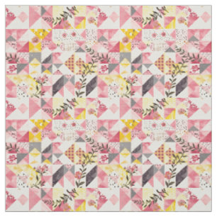 Pastell-Pink-Gelbe Patchwork-Vintage-Decke Stoff