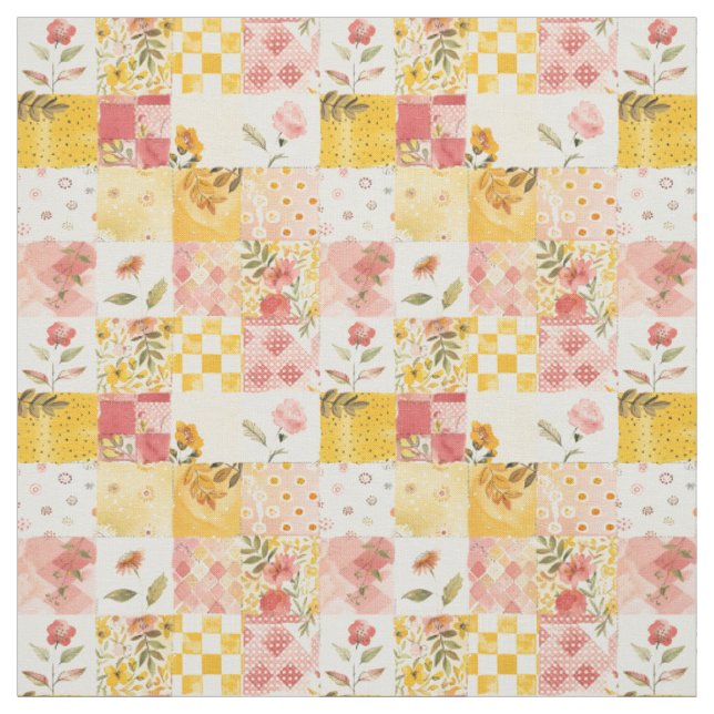 Pastell-Pink-Gelbe Patchwork-Vintage-Decke Stoff (Muster)