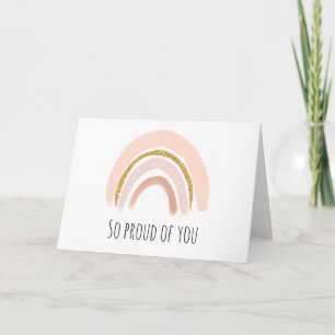 Pastell Pink & Imitate Glitzer Boho Rainbow Abschl Karte