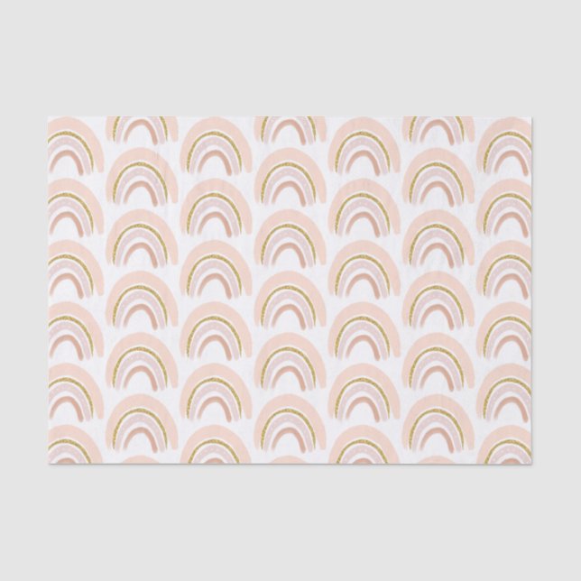 Pastell Pink & Imitate Glitzer Rainbow Boho Muster Seidenpapier (Vorderseite)