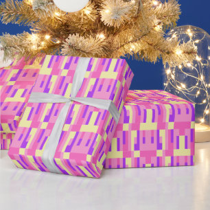 Pastell-Pink-Lila geometrisches Pixel-Block-Muster Geschenkpapier