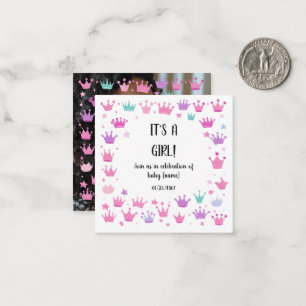 Pastell Pink Lila Princess Crown Foto Border Mitteilungskarte