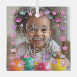 Pastell Pink Lila Princess Crown Foto Border Ornament Aus Glas