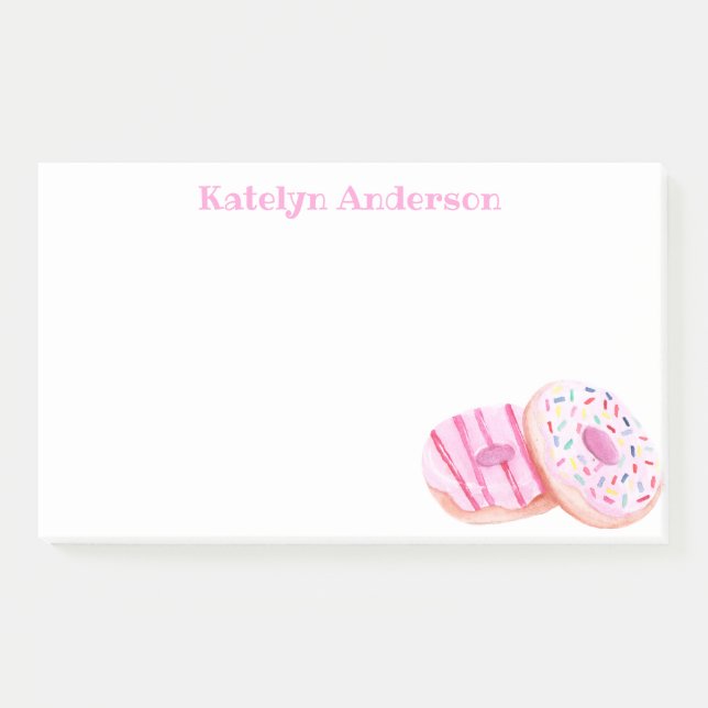 Pastell Pink Mattiert Donuts Personalisiert Post-it Klebezettel (Vorderseite)