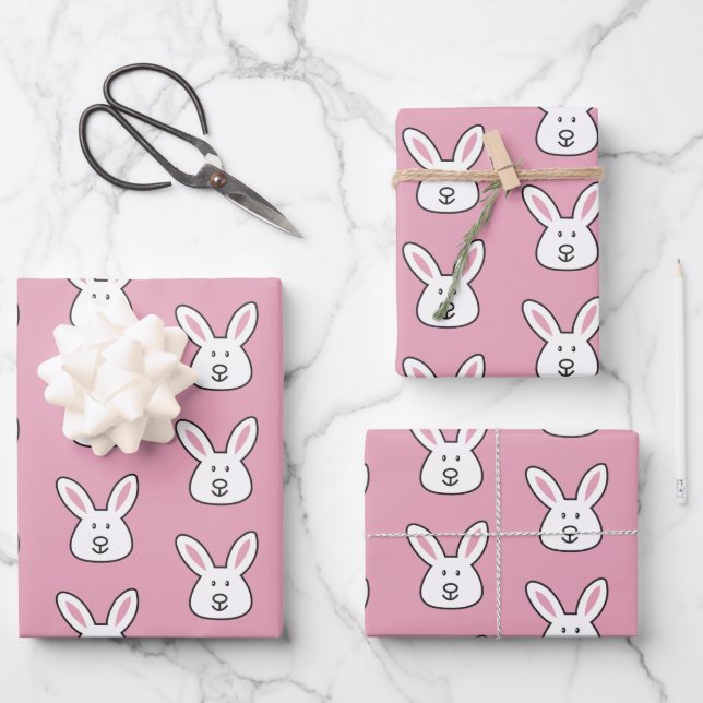 Pastell Pink Niedlich Ostern Sonnenstrahlen Muster Geschenkpapier Set (Vorderseite)