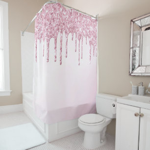 *~* Pastell Pink Ombre Violet Glitzer Tropfen AP7 Duschvorhang