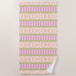 Pastell Pink Peach Tan Girl Floral Design Strandtuch