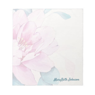 Pastell Pink Peony Watercolor, Feminine Floral Notizblock