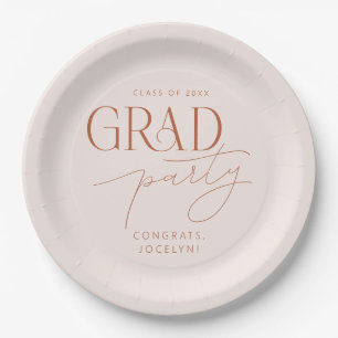 Pastell Pink Rust Minimalistisches Party Pappteller