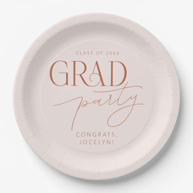 Pastell Pink Rust Minimalistisches Party Pappteller (Vorderseite)