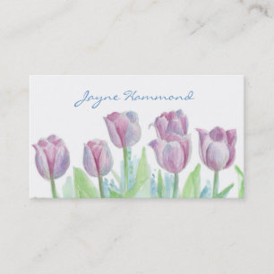 Pastell Pink Tulip Blume Wasserfarbe Visitenkarte