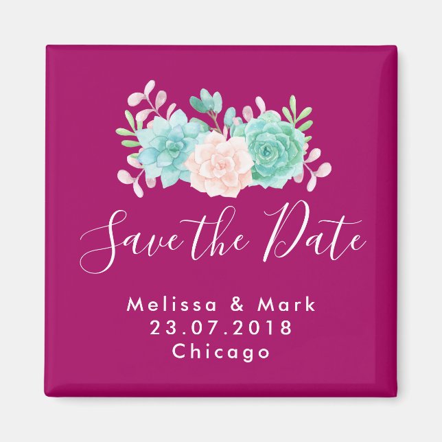 Pastell Pink und grüne BlumenBouquet Save the Date Magnet (Vorne)