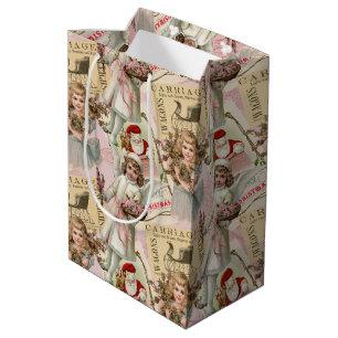 Pastell Pink Viktorianisch Weihnachten Mittlere Geschenktüte