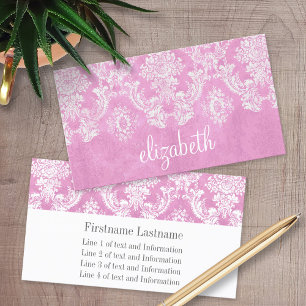 Pastell Pink Vintag Damask Muster grungy Finish Visitenkarte