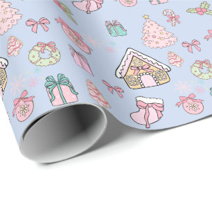 Pastell-Pink-Weihnachten Geschenkpapier