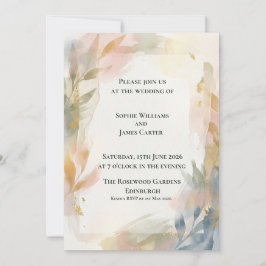 Pastell-Pinselstrich-Botanische-Hochzeitseinladung Einladung