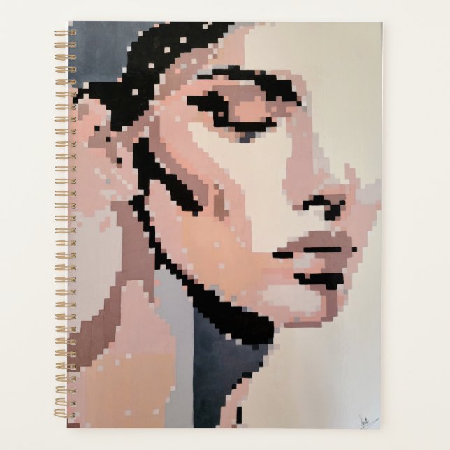Pastell-Planer mit weichem Pixel-Porträt Planer (Vorderseite)