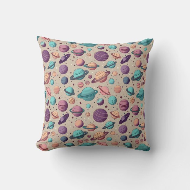 Pastell Planeten Kissen (Vorderseite)