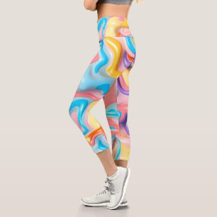 Pastell Plastische Flüssigkeit Abstrakt Capri Leggings