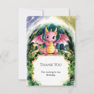 Pastell Prächtiger Drachen Geburtstag Dankeskarte