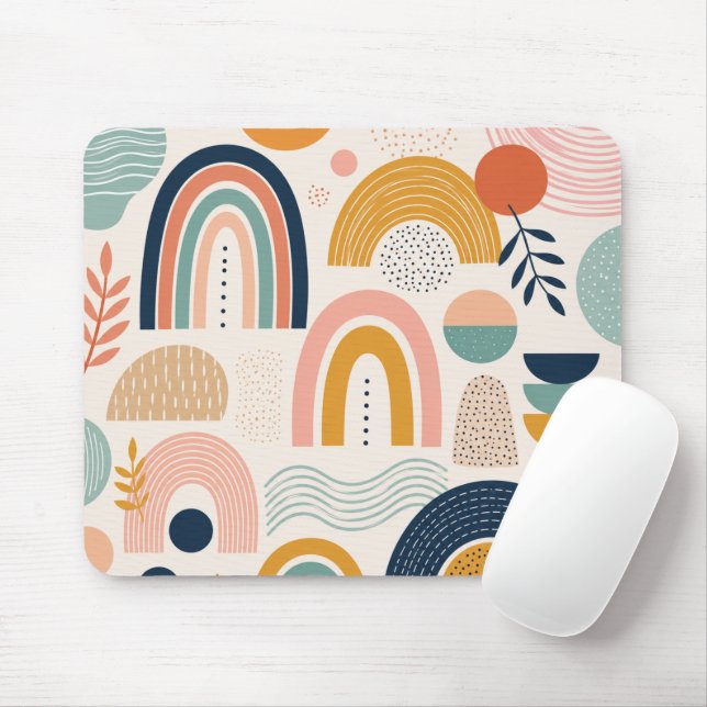 Pastell-Prisma-Bogen Abstractes Oberflächenmuster Mousepad (Mit Mouse)