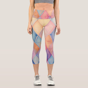 Pastell-Prisma-Caprihose mit hoher Taille Capri Leggings