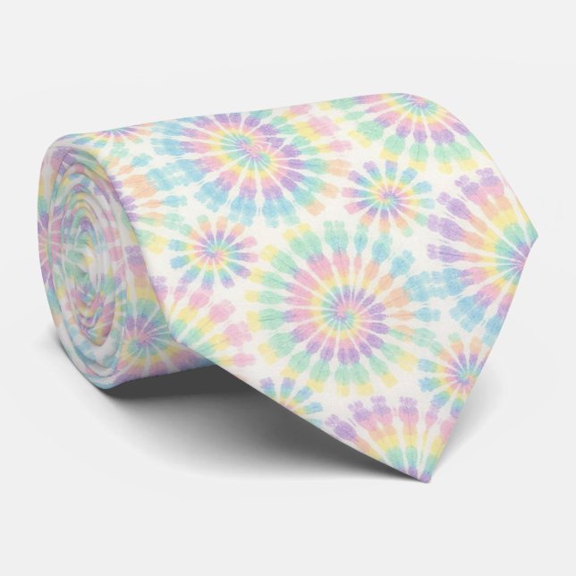 Pastell-Psychedelisches-Tie-Dye-Muster Krawatte (Gerollt)