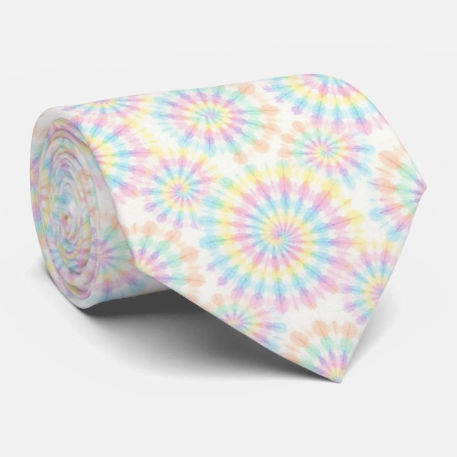 Pastell-Psychedelisches-Tie-Dye-Muster Krawatte (Gerollt)