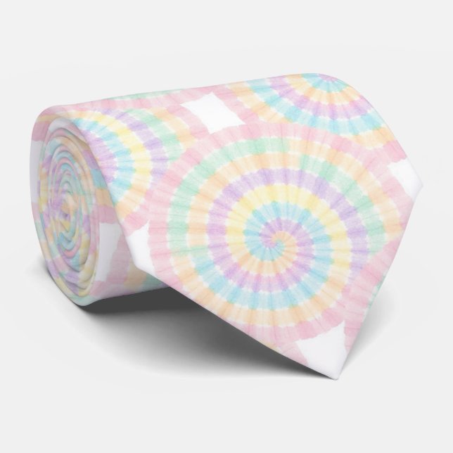 Pastell-Psychedelisches-Tie-Dye-Muster Krawatte (Gerollt)