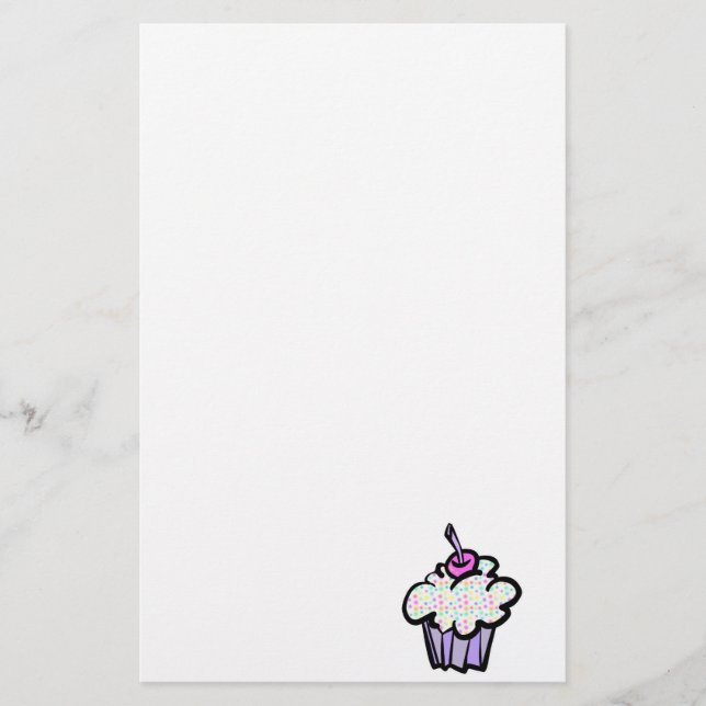 Pastell-Pünktchen-Cupcake Briefpapier (Vorderseite)