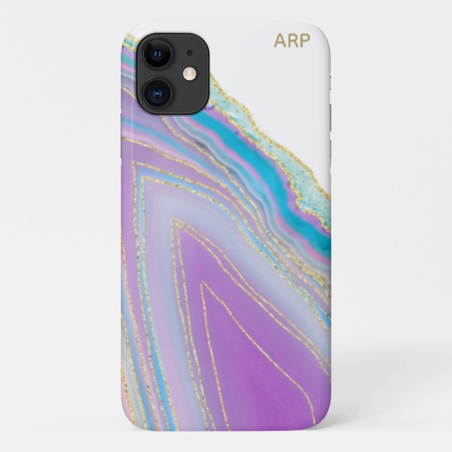 *~* Pastell Rainbow Agate - Gold Glitzer Veins Case-Mate iPhone Hülle (Rückseite)