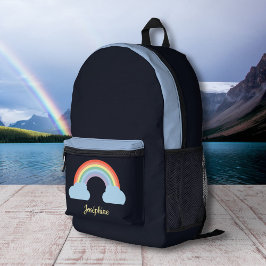 Pastell Rainbow Black Backpack Bedruckter Rucksack