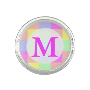 Pastell Rainbow Checkered Monogram Ring