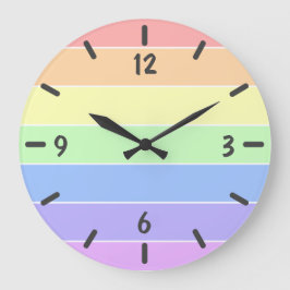 Pastell Rainbow Colorful Stripes Muster Große Clok Wanduhr