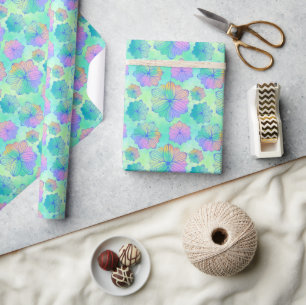 Pastell Rainbow Floral Wrapping Paper Geschenkpapier